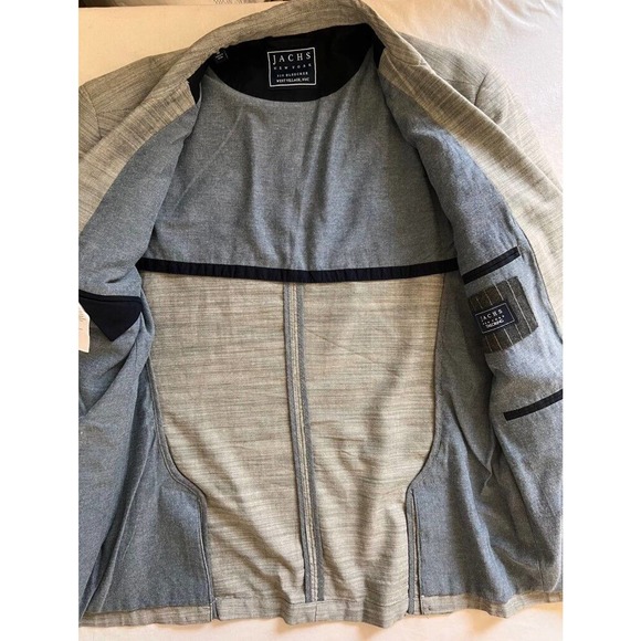 Jachs Two Button Blazer Men's M Gray Cotton Stripe Lined Pockets Notch Lapel - Picture 9 of 12